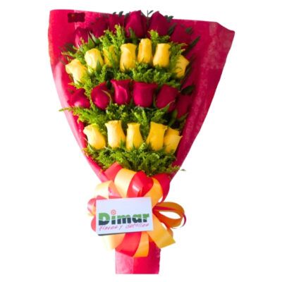 bouquet rojo y amarillo