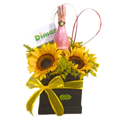 CAJA GIRASOLES Y LICOR (CB1210 $120.000)
