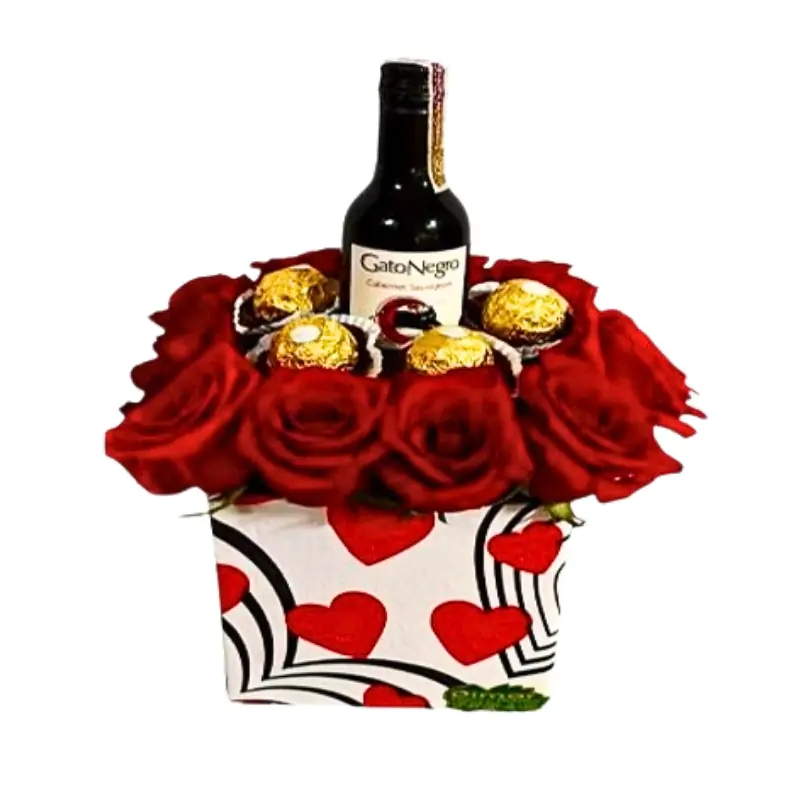 CAJA ROSAS, CHOC, LICOR (CB1211$120.000)