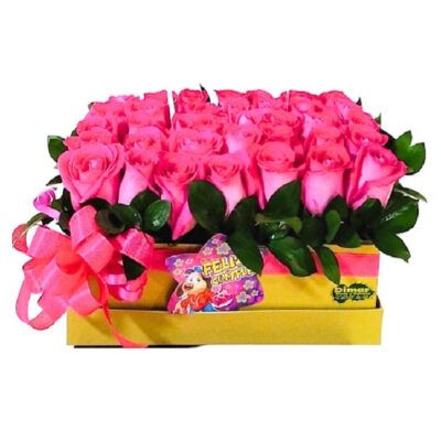 Caja rosas rosadas