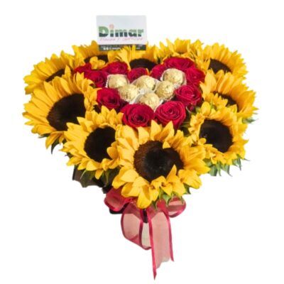 CORAZON GIRASOLES, ROSAS,CHOC.  (CB1604 $160.000)