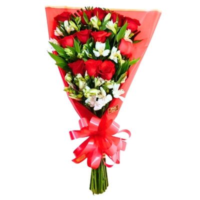 bouquet rosas y astromelias
