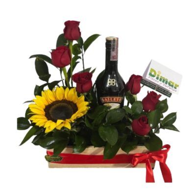 Girasol rosas y licor