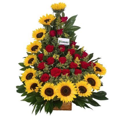 Arreglo rosas y girasoles