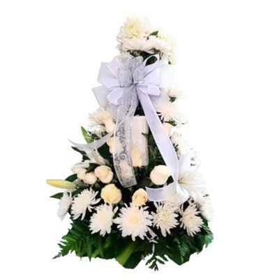 ramo funebre con vela
