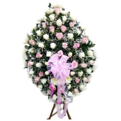 ramo funebre pedestal con rosas